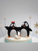 תמונה של עוגת יום הולדת פינגווינים בקרח