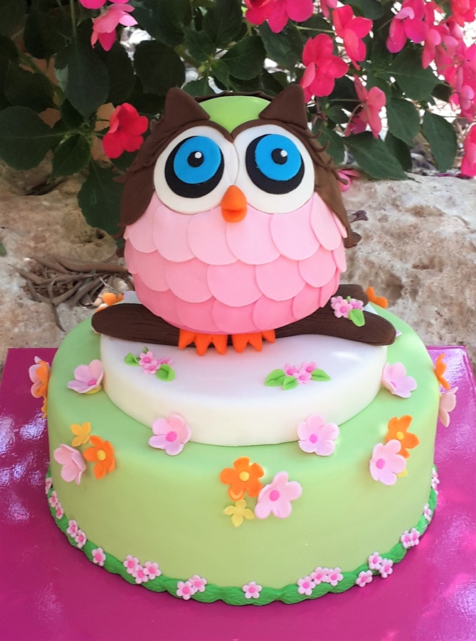 תמונה של עוגת יום הולדת ינשופית